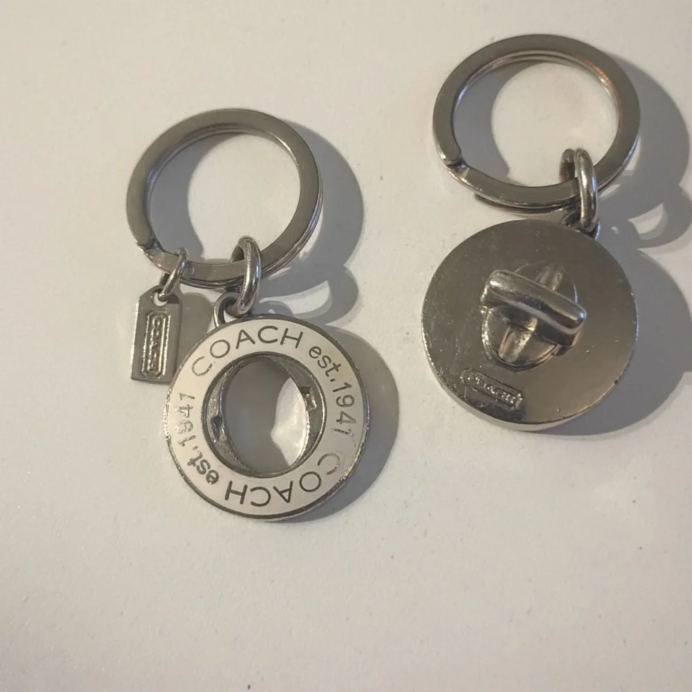 Coach Silver Circular Keychain Duo